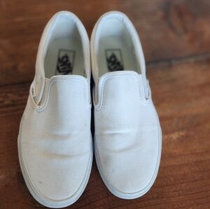 Vans Classic White Slip-On Sneakers Women's Size 8